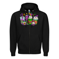 Black mardi gras gnomes coffee cups Zipper Hoodie - OliviaCreatesArt