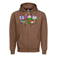 Chestnut mardi gras gnomes coffee cups Zipper Hoodie - OliviaCreatesArt