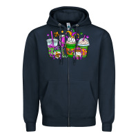 Navy mardi gras gnomes coffee cups Zipper Hoodie - OliviaCreatesArt