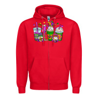 Red mardi gras gnomes coffee cups Zipper Hoodie - OliviaCreatesArt