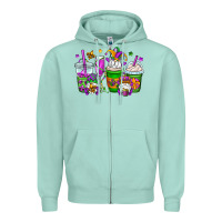 Seafoam mardi gras gnomes coffee cups Zipper Hoodie - OliviaCreatesArt