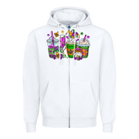 White mardi gras gnomes coffee cups Zipper Hoodie - OliviaCreatesArt