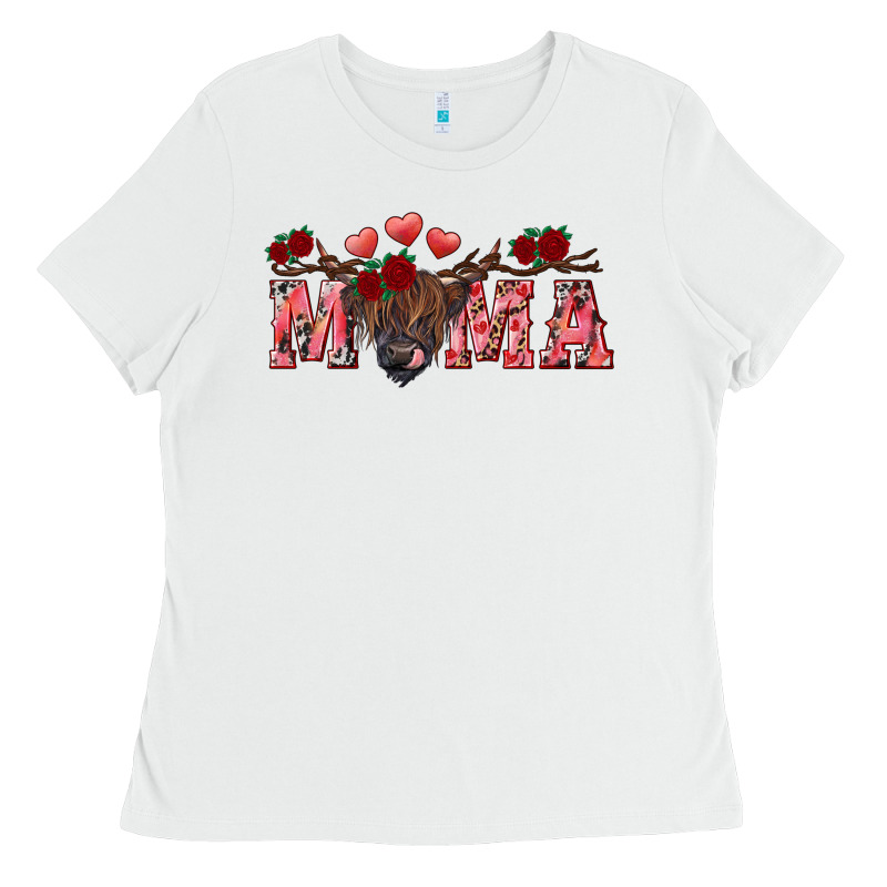 Valentine's Day Mama Black Highland Cow Ladies Tee by RanaPortraitStore | Teevron