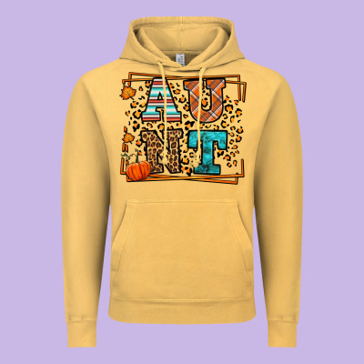 Fall Autumn Leopard Aunt Vintage Hoodie Designed By Lillyallendesigns