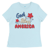 Baby Blue god bless america Ladies Tee - MaliasSmallBusiness