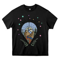 Black compass with mountain Heavy Core Tee - MaliasSmallBusiness