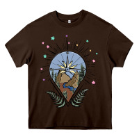 Chocolate Brown compass with mountain Heavy Core Tee - MaliasSmallBusiness