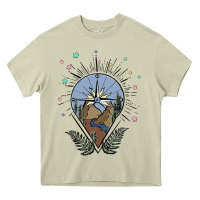 Mossy compass with mountain Heavy Core Tee - MaliasSmallBusiness