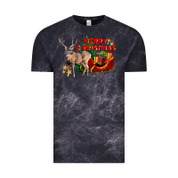 Cloud Black Merry Christmas Deer Vintage Tee - LillyAllenDesigns