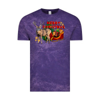 Cloud Purple Merry Christmas Deer Vintage Tee - LillyAllenDesigns