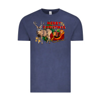 Vintage Denim Merry Christmas Deer Vintage Tee - LillyAllenDesigns