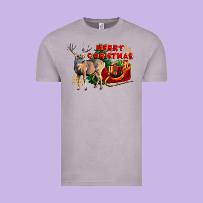 Merry Christmas Deer Vintage Tee Designed By Lillyallendesigns