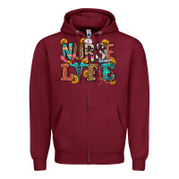 Burgundy nurse life Zipper Hoodie - OliviaCreatesArt
