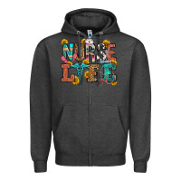 Charcoal Heather nurse life Zipper Hoodie - OliviaCreatesArt
