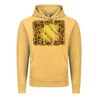 Vintage Mustard watercolor glitter leopard softball background Vintage Hoodie - RanaPortraitStore