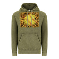 Vintage Olive watercolor glitter leopard softball background Vintage Hoodie - RanaPortraitStore