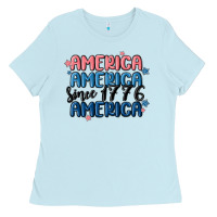Baby Blue america since 1776 Ladies Tee - MaliasSmallBusiness