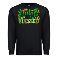 Black lucky and blessed Premium Sweatshirt - FaDigitalArtStudio