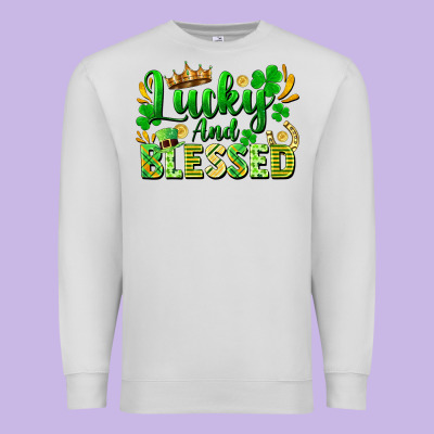 Lucky And Blessed Premium Sweatshirt Designed By Fadigitalartstudio