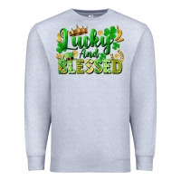 Heather Grey lucky and blessed Premium Sweatshirt - FaDigitalArtStudio