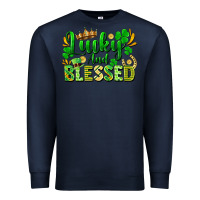 Navy lucky and blessed Premium Sweatshirt - FaDigitalArtStudio