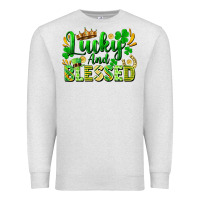 Oatmeal Heather lucky and blessed Premium Sweatshirt - FaDigitalArtStudio
