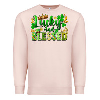 Pale Pink lucky and blessed Premium Sweatshirt - FaDigitalArtStudio