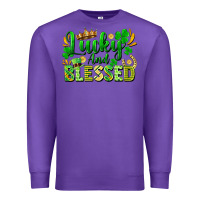 Purple lucky and blessed Premium Sweatshirt - FaDigitalArtStudio