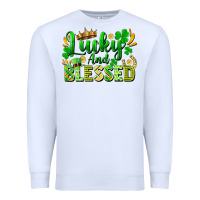 White lucky and blessed Premium Sweatshirt - FaDigitalArtStudio