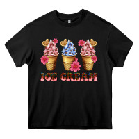 Black floral ice cream Heavy Core Tee - AdoDesignShop