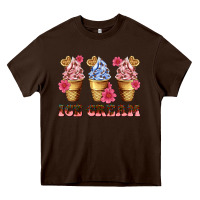 Chocolate Brown floral ice cream Heavy Core Tee - AdoDesignShop