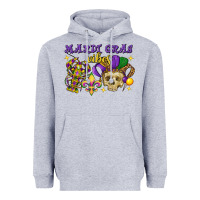 Heather Grey mardi gras vibes skull Heavyweight Hoodie - FaDigitalArtStudio