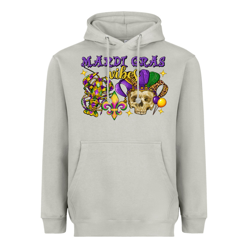 Mardi Gras Vibes Skull Heavyweight Hoodie by FaDigitalArtStudio | Teevron