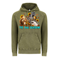 Vintage Olive Fall Tis The Season Animals Vintage Hoodie - LillyAllenDesigns