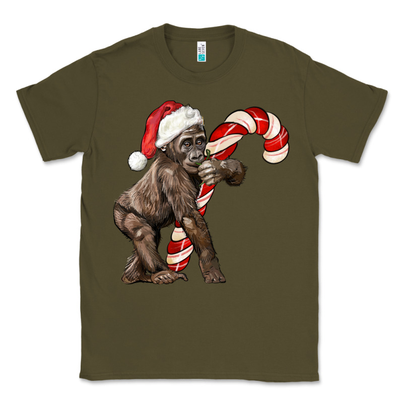 Christmas Candy Cane Baby Gorilla Classic Tee by LillyAllenDesigns | Teevron