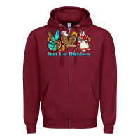 Burgundy peace love phlebotomy Zipper Hoodie - OliviaCreatesArt