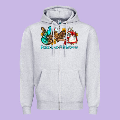 Peace Love Phlebotomy Zipper Hoodie Designed By Oliviacreatesart