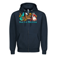 Navy peace love phlebotomy Zipper Hoodie - OliviaCreatesArt