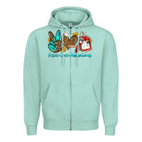 Seafoam peace love phlebotomy Zipper Hoodie - OliviaCreatesArt