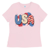 Bubblegum Pink usa Ladies Tee - MaliasSmallBusiness