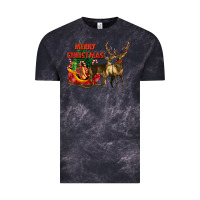 Cloud Black merry christmas two deers Vintage Tee - LillyAllenDesigns