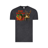 Vintage Black merry christmas two deers Vintage Tee - LillyAllenDesigns