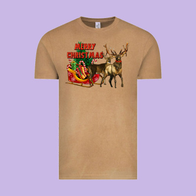 Merry Christmas Two Deers Vintage Tee Designed By Lillyallendesigns