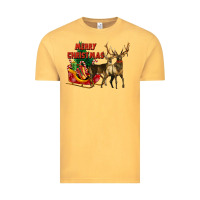 Vintage Mustard merry christmas two deers Vintage Tee - LillyAllenDesigns