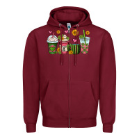 Burgundy stuck on you cactus coffee cups Zipper Hoodie - OliviaCreatesArt