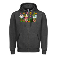 Charcoal Heather stuck on you cactus coffee cups Zipper Hoodie - OliviaCreatesArt