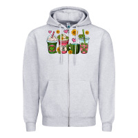 Heather Grey stuck on you cactus coffee cups Zipper Hoodie - OliviaCreatesArt