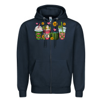 Navy stuck on you cactus coffee cups Zipper Hoodie - OliviaCreatesArt