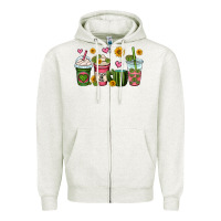 Oatmeal Heather stuck on you cactus coffee cups Zipper Hoodie - OliviaCreatesArt