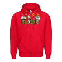 Red stuck on you cactus coffee cups Zipper Hoodie - OliviaCreatesArt